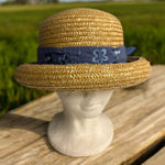 Vintage Kentucky Derby Acrylic Straw Hat With‎ Floral Embroidered Bandana Bow Yellow Photo 0