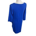 Worthington Royal Blue Dress Long Sleeve Midi ruched side stretchy sz Large Photo 6