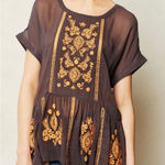 Anthropologie Vanessa Virginia Antala embroidered beaded top small Photo 0