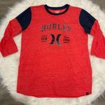 Hurley  Red and Blue Crew Neck Shirt Size L Photo 0