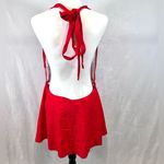 Red sexy plunging low cut wrap tie back one piece skirt swimsuit size XL NWOT Photo 6