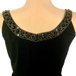 Adrianna Papell Black Beaded Egyptian Collar Midi Cocktail Dress 6 Ruched Waist Photo 4