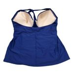 Tropical Escape Halter Tankini Swim Top Retro Push Up Bra Blue Polka Dot Size 14 Photo 1