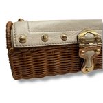 Michael Kors  Vanilla Santorini Clutch - Wicker, Ivory Leather, Golden Hardware Photo 1