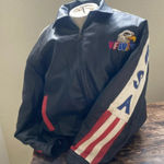 Vintage leather veteran of foreign wars bomber jacket XL Black Photo 0