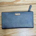 Kate Spade CLASSIC  Bifold Snap Wallet W/ Zipper‎ Gold Hardware 7" x 4" Blue Gray Photo 6