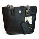 Anne Klein Lily Tote Bag Pebbled Black With Wallet NWT Photo 1