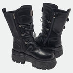 Women's Punk Gothic Goth Chunky Platform Black Combat Moto Boots Size 41 Photo 2