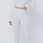 Full Zip Long Sleeve Crop Top Leggings Set White Photo 2