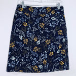 Talbots Navy Floral Cotton Corduroy A-Line Skirt Size 2 Photo 0