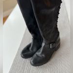 Sofft Black Leather Lace Up Tall Knee High Low Heel Riding Boots Size 7 Photo 4