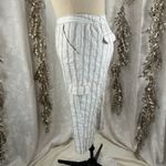 Chico's Chico’s W Linen Striped Crop Pants Sz 3 Beige White Coastal Boho Utility Photo 4