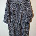 Loft  Romper Blue White Paisley Print Drawstring Waist Size 16 Career Casual‎ Photo 0