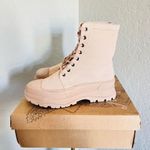 Free People  Camp Out Canvas Combat Boot, Natural, Tan/Pink, Size 8, NWT‎ Photo 7