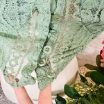 Boutique Green Lace Crop Top Photo 8