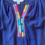 Pioneer Woman Dress Medium Navy Blue Embroidered Detail Bohemian Casual Photo 2