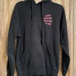 Unisex Anti Social Social Club Black Hot Pink Logo Pullover Hoodie Small Photo 0