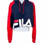 FILA 2/$30  Luciana Cropped Raw Hem Long Sleeve Hoodie Sweatshirt Pullover Large Photo 2