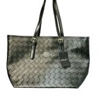 London Fog , Black Woven Tote Bag with Gold Hardware Casual Handbag Photo 5