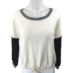 Liberty Garden White Long Sleeve Fleece Colorblock Sweat Shirt Sweater Top Sz S Black Photo 0