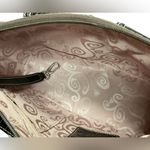 Brighton Satchel Purse Hearts Brown Jacquard Fabric Leather Moc Croc Trim Photo 9