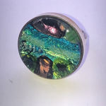 Vintage Adjustable 3D Green Blue Shimmer Glass Boho Ring Photo 7