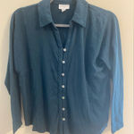 Womens J. Jill Green Teal Oversized Long Sleeve Button‎ Up Shirt XSP XS Petite Size undefined Photo 0