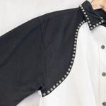 Vintage San Angelo Women Western Shirt M Black White Studded Cowgirl Rodeo Ranch Size M Photo 2