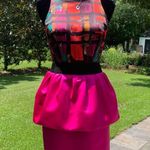Milly An Original  of New York SILK Graffiti Abstract PINK Peplum Mini Dress 4 Photo 0