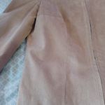 Max USA womens Small tan suede full zip jacket w cheetah print scarf Photo 2