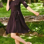 Matilda Jane Womens Class Reunion Jersey Dress Plum Size Medium Photo 0