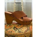 Lucky Brand Pink Suede Platform Wood Heel Clogs Mules Sandals Size 9 M boho Photo 4