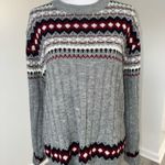 JC Penny Vintage JCPenney Fair Isle Knit Sweater Gray Burgundy Black Acrylic M Taiwan Photo 0