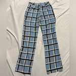 Topshop  Blue Orange Striped Wide Leg Pants Trousers High Rise 6 Photo 4