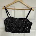 PINK - Victoria's Secret Pink‎ Victoria’s Secret Black Sequin Crop Tank Top Size Medium Photo 0