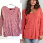 American Eagle Rose Pink Long Sleeve Lightweight Cotton Blend V-Neck Sweater XS Photo 1
