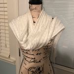 New New York & Co Cable Knit Fringed White Scarf Photo 2