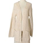 Poof! Slub Long Open Front Criss Cross Sweater Size Medium Cream Photo 0