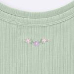 Uniqlo GU Cotton Blend Cropped Tank Top Floral Basic Baby Tee Light Green Photo 2