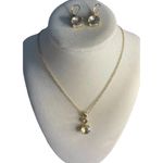 Monet  Gold Tone Round Rhinestone Dangle Earrings and Necklace set Brand NEW Photo 4