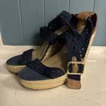 Steve Madden Navy Blue Knit High Heel Wedge Espadrilles Women's Size 9.5 Photo 2