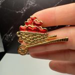 Avon Red Enamel Hearts In A Cart Gold Tone Signed Brooch Pin Valentine’s Day Photo 9