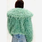 Free People  Moonlight Faux Fur Jacket Granite Green Size L Photo 3