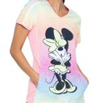 Disney Minnie Mouse Short Sleeve Print V Neck Scrub Top L Photo 2
