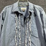 Pilcro  By Anthropologie Shirt Womens XSP Blue Denim Ruffle Long Sleeve Button Up Photo 1