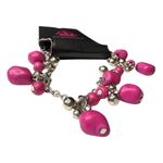 Paparazzi Mountain Mamba Stone Beads Dangle Bracelet Pink & Silver Beaded New Photo 4