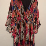 Avenue Multicolor Leaf Pattern Long Sleeve Dress Photo 0