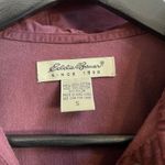 Eddie Bauer  Women's Burgundy Corduroy Hooded Shirt Jacket Size Small Snap Front Photo 1