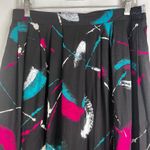 Briggs New York Briggs Black Abstract Print Aline Midi Skirt Side Button Light Pleating Size MD Photo 2