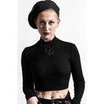 KILLSTAR  Darkest Hour Ribbed Top Black Open Back Size Medium Photo 2